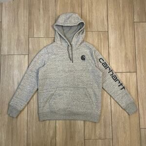 Carhartt Hoodie Womens M Gray Logo Relaxed Fit Pullover Workwear